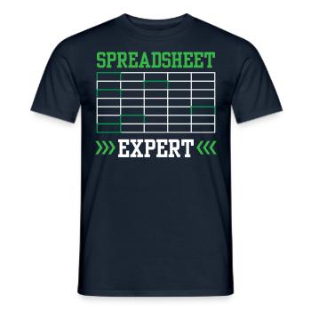 Spreadsheet Expert Accountant Work Table - Men's T-Shirt - navy - Front - AI Model Male 178 light (178cm)