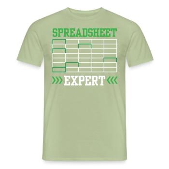Spreadsheet Expert Accountant Work Table - Men's T-Shirt - sage - Front - AI Model Male 178 light (178cm)