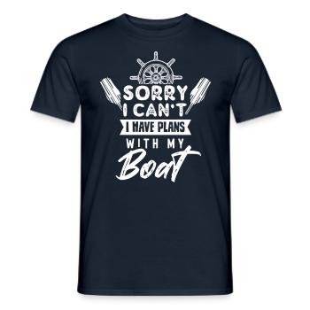 Unfortunately I can't have plans with my boat - Men's T-Shirt - navy - Front - AI Model Male 178 light (178cm)