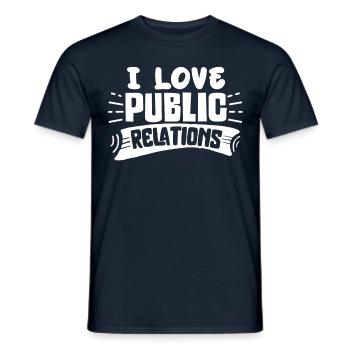 I love Public Relations PR profession job - Men's T-Shirt - navy - Front - AI Model Male 178 light (178cm)
