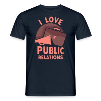 I love public relations profession PR job - Men's T-Shirt - navy - Front - AI Model Male 178 light (178cm)