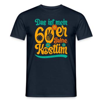 60er Jahre Sechziger Party Outfit Kostüm 1960er - Männer T-Shirt - Navy - Vorne - AI Model Male 178 light (178cm)
