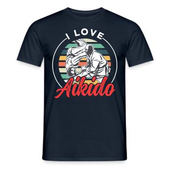 I love Aikido martial arts fighter martial arts - Men's T-Shirt - navy - Front - AI Model Male 178 light (178cm)