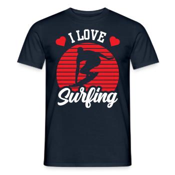 I love Surfing Surfer Surfboard - Men's T-Shirt - navy - Front - AI Model Male 178 light (178cm)