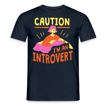 Attention Je suis un introverti timide - T-shirt homme - marine - Devant - AI Model Male 178 light (178cm)