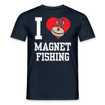 I love Magnet Fishing Magnetic Fishing - Men's T-Shirt - navy - Front - AI Model Male 178 light (178cm)