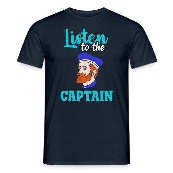 Écoutez le Captain Ship Boat Boat Boat Yacht - T-shirt homme - marine - Devant - AI Model Male 178 light (178cm)