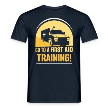 Suivez un cours de secourisme! Enseignant - T-shirt homme - marine - Devant - AI Model Male 178 light (178cm)