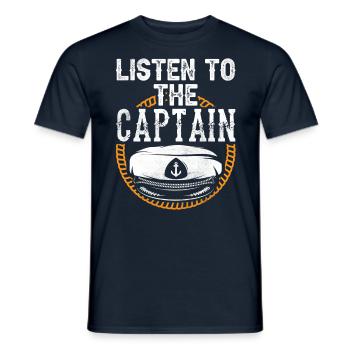 Écoutez le Captain Ship Boat Yacht Boat - T-shirt homme - marine - Devant - AI Model Male 178 light (178cm)