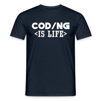 Coding Ist Leben Code Programmierer Coder - Männer T-Shirt - Navy - Vorne - AI Model Male 178 light (178cm)