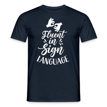 Maîtrise des signes de sensibilisation à la langue des signes - T-shirt homme - marine - Devant - AI Model Male 178 light (178cm)