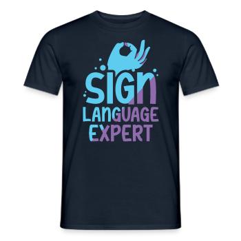 Gebärdensprache Experte Awareness Gestik Gebärden - Männer T-Shirt - Navy - Vorne - AI Model Male 178 light (178cm)