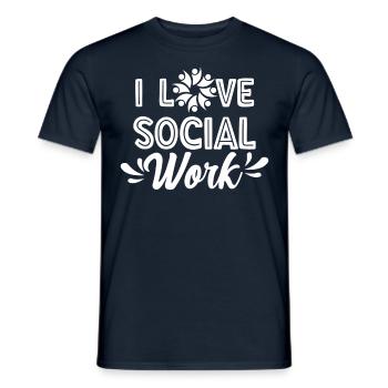 J’adore la formation de travailleur social en travail social - T-shirt homme - marine - Devant - AI Model Male 178 light (178cm)