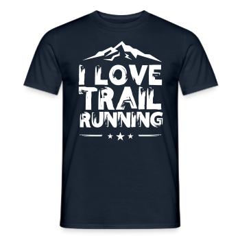 I love trail running race trail running runners - Men's T-Shirt - navy - Front - AI Model Male 178 light (178cm)