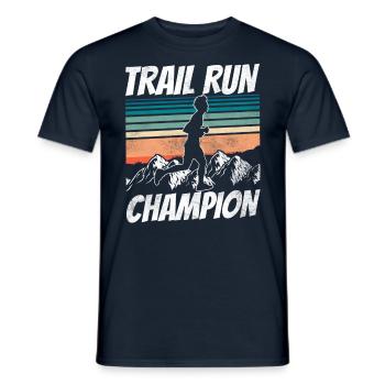 Trail Run Champion Runner Running Traillauf - T-shirt homme - marine - Devant - AI Model Male 178 light (178cm)