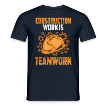 Les travaux de construction sont un travail d’équipe Construction Travail d’équipe Chantier de construction - T-shirt homme - marine - Devant - AI Model Male 178 light (178cm)