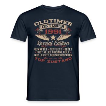 Oldtimer Oktober 1991 31. Geburtstag Geschenk - Männer T-Shirt - Navy - Vorne - AI Model Male 178 light (178cm)