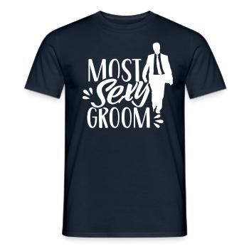 Sexiest Groom Wedding Sayings Marriage Party - Men's T-Shirt - navy - Front - AI Model Male 178 light (178cm)
