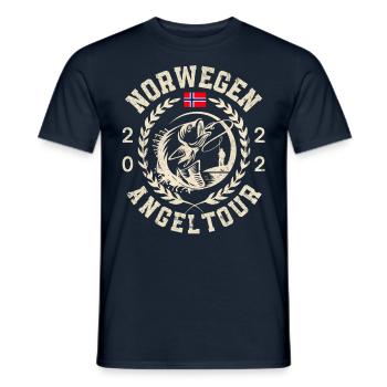 Norwegen Angeltour 2022 - Männer T-Shirt - Navy - Vorne - AI Model Male 178 light (178cm)