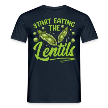 Fang An Die Linsen Zu Essen Linse Linsensuppe - Männer T-Shirt - Navy - Vorne - AI Model Male 178 light (178cm)