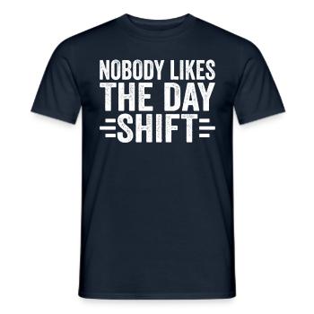Personne n’aime le travail de nuit de jour - T-shirt homme - marine - Devant - AI Model Male 178 light (178cm)