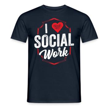 J’adore la formation en travail social - T-shirt homme - marine - Devant - AI Model Male 178 light (178cm)
