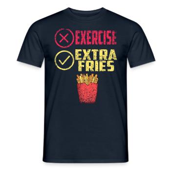 Übung Extra Pommes Exercise Extra Fries Fitness - Männer T-Shirt - Navy - Vorne - AI Model Male 178 light (178cm)