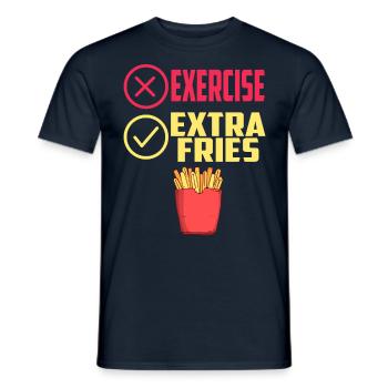 Übung Extra Pommes Exercise Extra Fries Fitness - Männer T-Shirt - Navy - Vorne - AI Model Male 178 light (178cm)