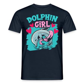 Dolphin Girl Dolphin Lover Dolphins Dolphins - Men's T-Shirt - navy - Front - AI Model Male 178 light (178cm)
