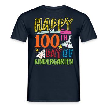 Happy 100 days in kindergarten 100 days - Men's T-Shirt - navy - Front - AI Model Male 178 light (178cm)