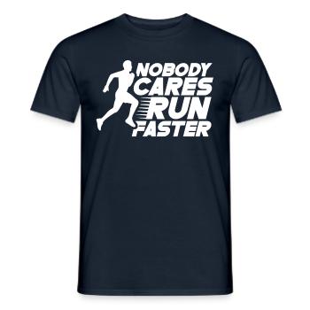Niemand Kümmert Sich Darum Lauf Schneller Läufer - Männer T-Shirt - Navy - Vorne - AI Model Male 178 light (178cm)