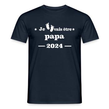 je vais être PAPA 2024 - T-shirt homme - marine - Devant - AI Model Male 178 light (178cm)