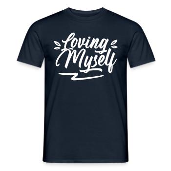 Je m’aime doux amour-s’amour de soi amour de soi amour de soi - T-shirt homme - marine - Devant - AI Model Male 178 light (178cm)