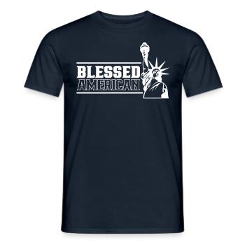 Bienheureuse Amérique américaine États-Unis Amérique patriotique - T-shirt homme - marine - Devant - AI Model Male 178 light (178cm)