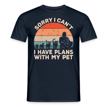 I can't I have plans with my cat - Men's T-Shirt - navy - Front - AI Model Male 178 light (178cm)
