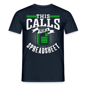 This requires a spreadsheet accountant table - Men's T-Shirt - navy - Front - AI Model Male 178 light (178cm)