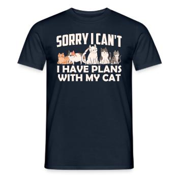 Unfortunately I can't have plans with my cat - Men's T-Shirt - navy - Front - AI Model Male 178 light (178cm)