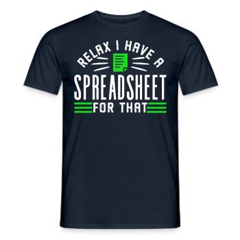 Détendez-vous J’ai une feuille de calcul pour cela - T-shirt homme - marine - Devant - AI Model Male 178 light (178cm)
