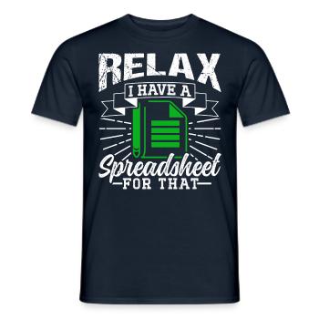 Détendez-vous, j’ai une feuille de calcul pour cela - T-shirt homme - marine - Devant - AI Model Male 178 light (178cm)