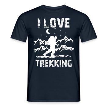Ich Liebe Trekking Wandern Wanderer Wanderung - Männer T-Shirt - Navy - Vorne - AI Model Male 178 light (178cm)