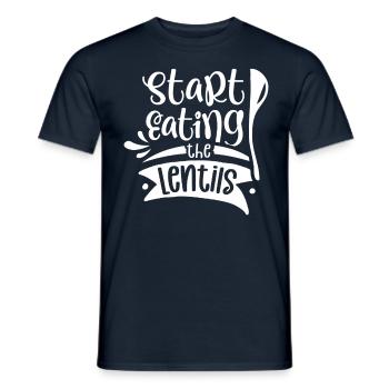Fang An Die Linsen Zu Essen Linse Linsensuppe - Männer T-Shirt - Navy - Vorne - AI Model Male 178 light (178cm)