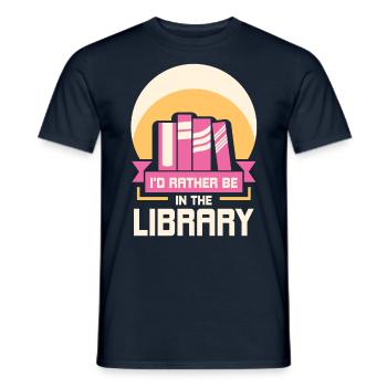 Ich Würde Lieber In Der Bibliothek Sein Bücher - Männer T-Shirt - Navy - Vorne - AI Model Male 178 light (178cm)