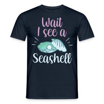 Wait, I see a shell collecting shells - Men's T-Shirt - navy - Front - AI Model Male 178 light (178cm)