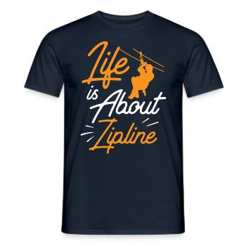 Life consists of ziplines Sport Ziplining - Men's T-Shirt - navy - Front - AI Model Male 178 light (178cm)