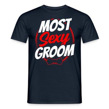 Sexy Groom Wedding Sayings Wedding Party - Men's T-Shirt - navy - Front - AI Model Male 178 light (178cm)
