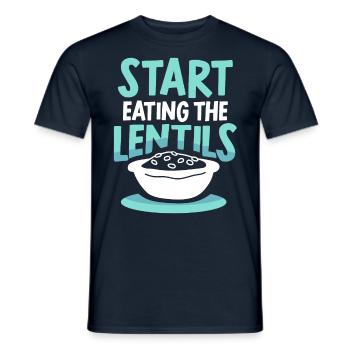 Fang An Die Linsen Zu Essen Linse Linsensuppe - Männer T-Shirt - Navy - Vorne - AI Model Male 178 light (178cm)