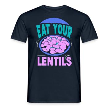 Iss Deine Linsen Linse Linsensuppe Essen - Männer T-Shirt - Navy - Vorne - AI Model Male 178 light (178cm)