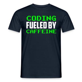 Programmation propulsée par le code de la caféine - T-shirt homme - marine - Devant - AI Model Male 178 light (178cm)