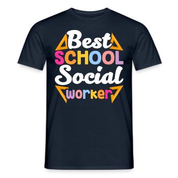 Meilleur travailleur social scolaire de tous les temps - T-shirt homme - marine - Devant - AI Model Male 178 light (178cm)