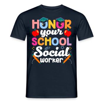Honorez votre école Travailleur social en travail social scolaire - T-shirt homme - marine - Devant - AI Model Male 178 light (178cm)